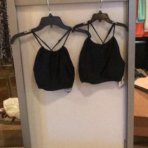 PrAna, black bikini top. Nice embellished back.